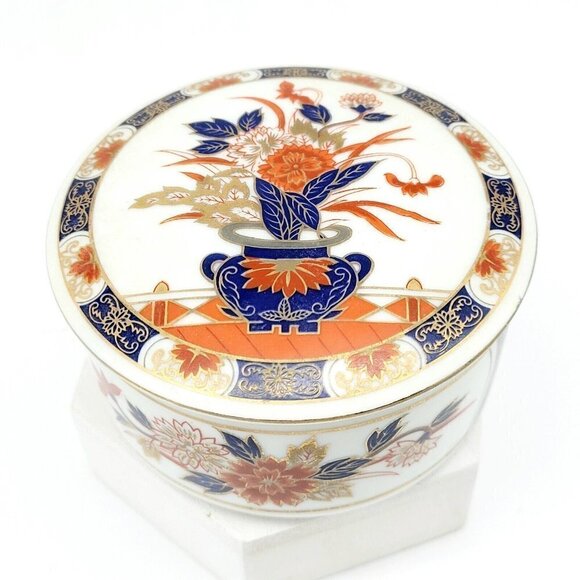 Vintage Imari Japanese Covered Trinket Dish By Asahi Sato Gordon Collection EUC - Picture 1 of 8